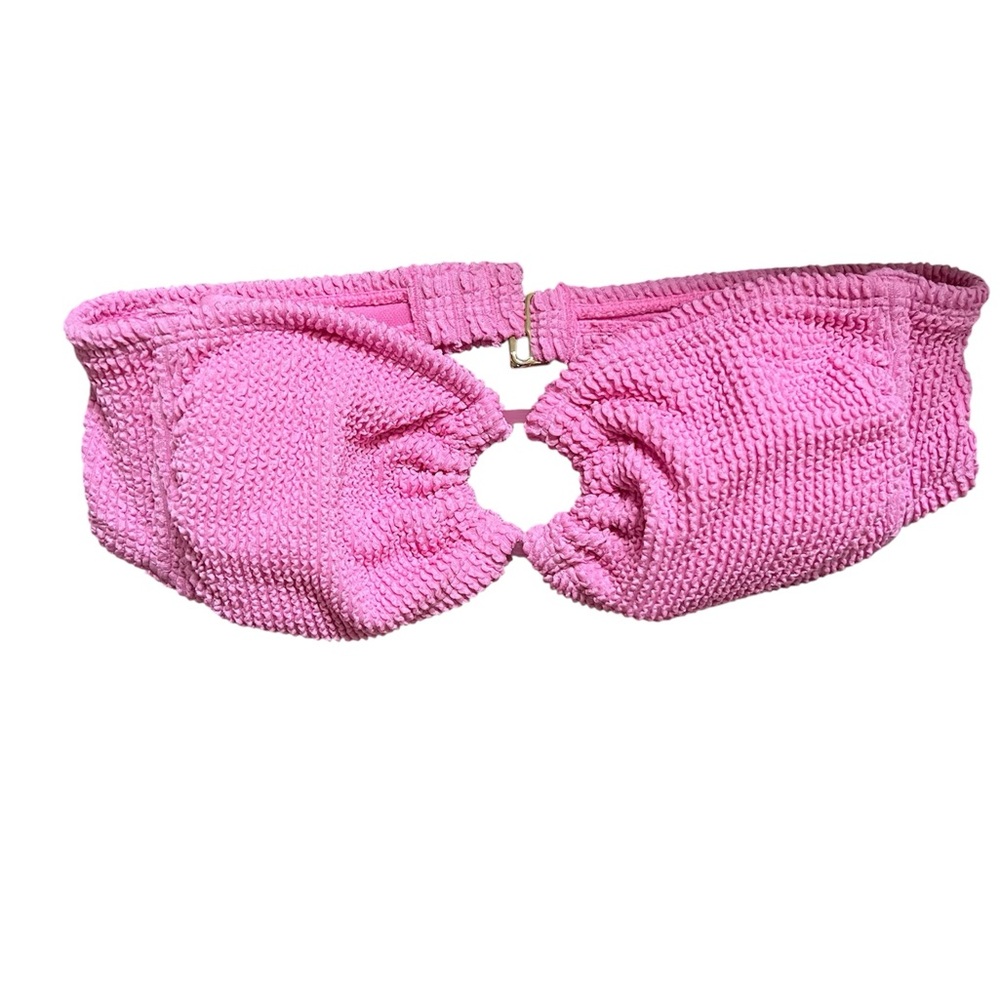 wild fable Pink Textured Strapless Bandeau with Center Ring
